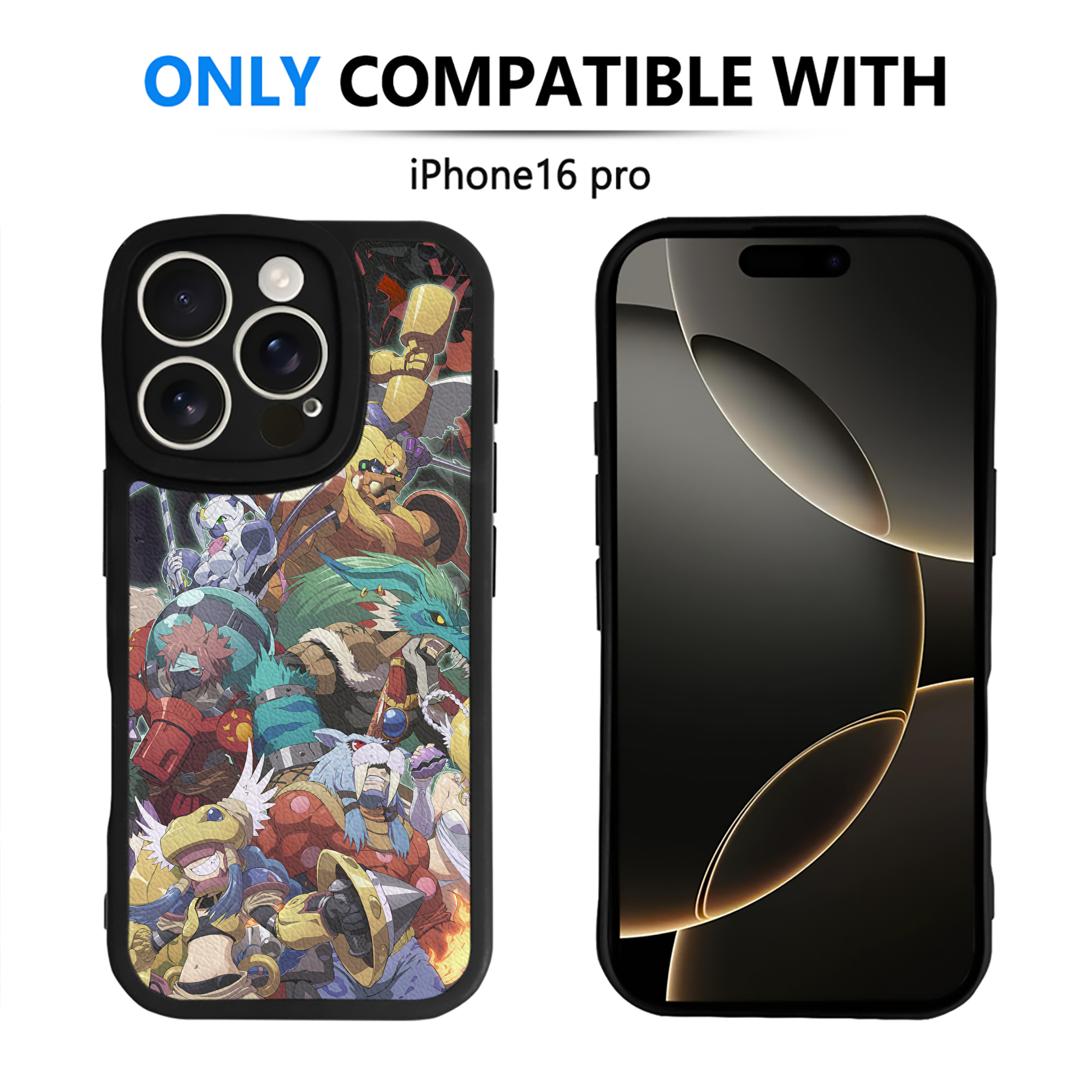 （画像用） Digimon デジタルモンスター/デジモン 【iPhone 16シリーズ対応】シリコンスマホケース（レザー調） 材質：シリコン